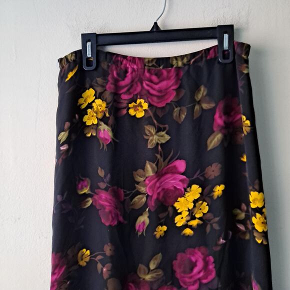 Chico's Design Floral Skirt 100% Silk Side Slits A-Line Maxi Multicolor Size M - Picture 5 of 10